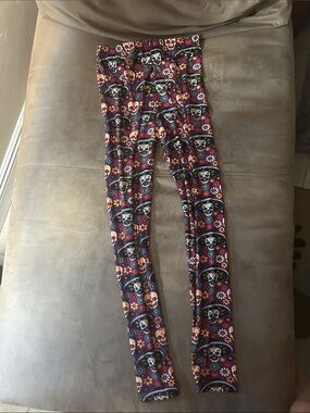 Women’s Purple Sugar Skull Print Leggings - Brand Day Of the Dead